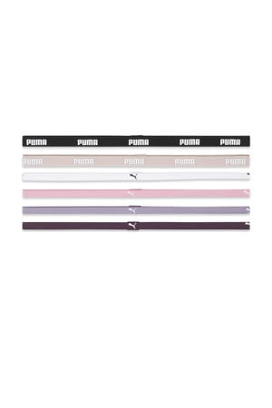 haarbandjes - set van 6 zwart/lila/lichtroze/aubergine