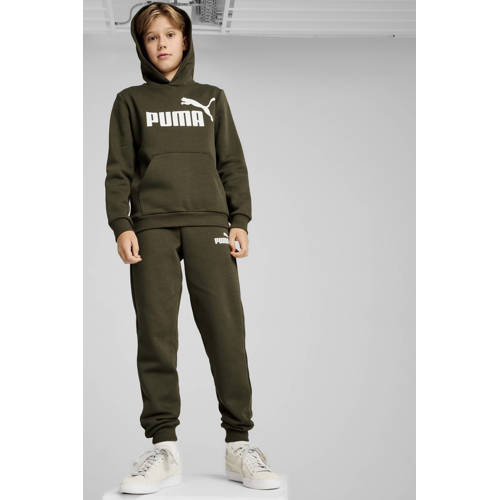 Puma sweater met logo olijfgroen wit Jongens Katoen Capuchon Logo 176