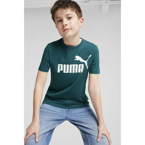 Puma T-shirt olijfgroen Jongens Katoen Ronde hals Logo 176