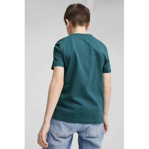 Puma T-shirt olijfgroen Jongens Katoen Ronde hals Logo 176