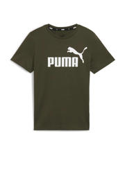 thumbnail: Olijfgroene jongens Puma T-shirt van katoen met logo dessin, korte mouwen en ronde hals