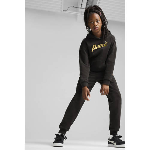 Puma joggingbroek zwart goudkleurig Jongens Meisjes Katoen Logo 164