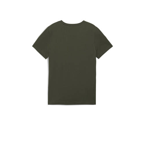 Puma T-shirt olijfgroen Jongens Katoen Ronde hals Logo 164