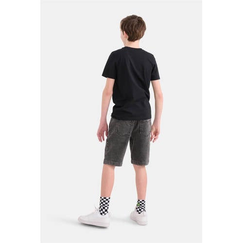 Shoeby T-shirt met printopdruk zwart Jongens Katoen Ronde hals Printopdruk 122 128