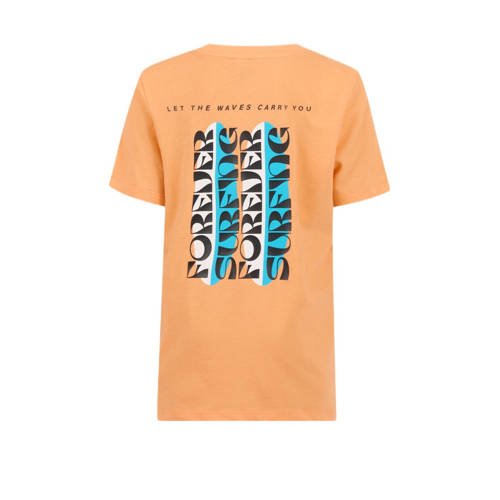 Shoeby T-shirt met printopdruk oranje Jongens Katoen Ronde hals Printopdruk 134 140