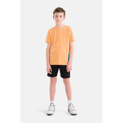 Shoeby T-shirt met backprint oranje Jongens Katoen Ronde hals Backprint 134 140