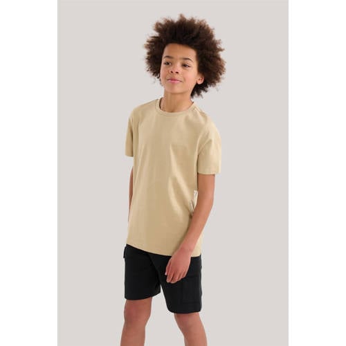 Shoeby T-shirt met printopdruk zand Beige Jongens Katoen Ronde hals Printopdruk 170 176