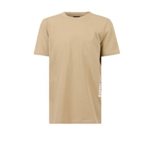 Shoeby T-shirt met printopdruk zand Beige Jongens Katoen Ronde hals Printopdruk - 110/116