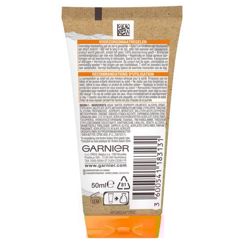 Garnier Ambre Solaire reisformaat zonnebrandmelk met karitéboter SPF 30 50 ml