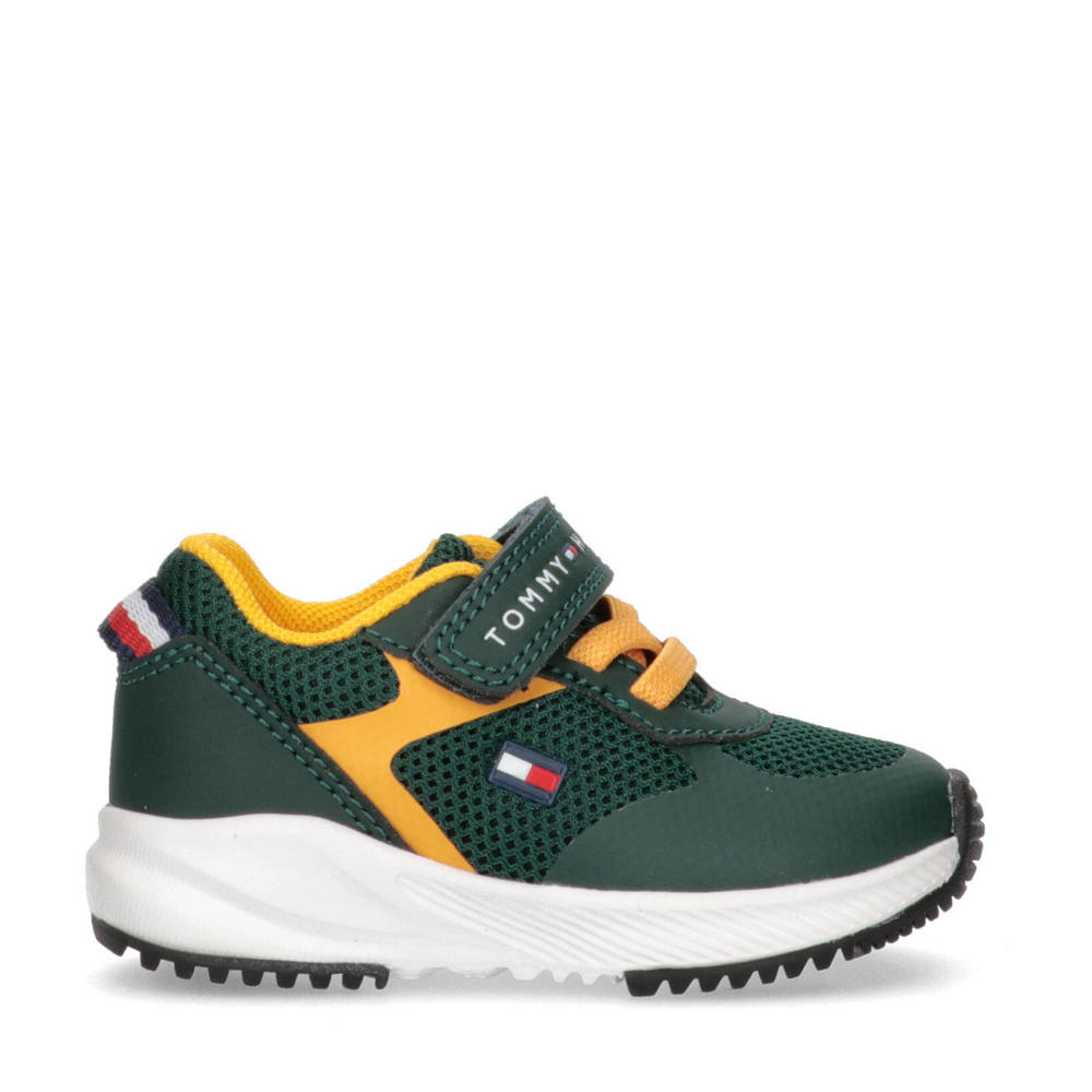 Groene jongens Tommy Hilfiger sneakers van 70% polyester/28% gerycled polyester/2% pu met elastische veter- met klittenbandsluiting