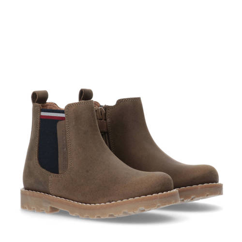 Tommy Hilfiger chelsea boots groenbruin Jongens Imitatieleer Effen