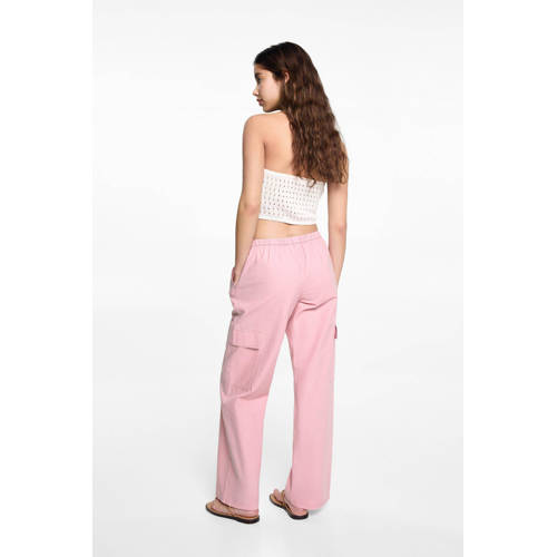 Mango Kids cargobroek Roze Meisjes Katoen Effen 152(XXS)