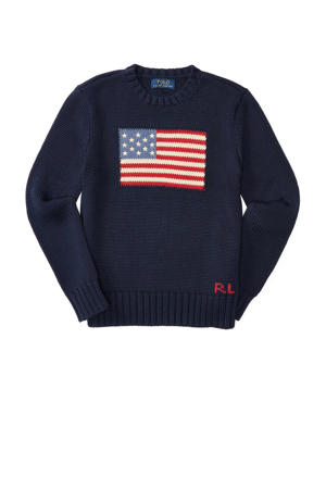 sweater met printopdruk blauw