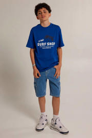 thumbnail: America Today T-shirt met backprint kobalt blauw