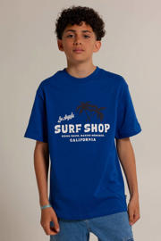 thumbnail: America Today T-shirt met backprint kobalt blauw