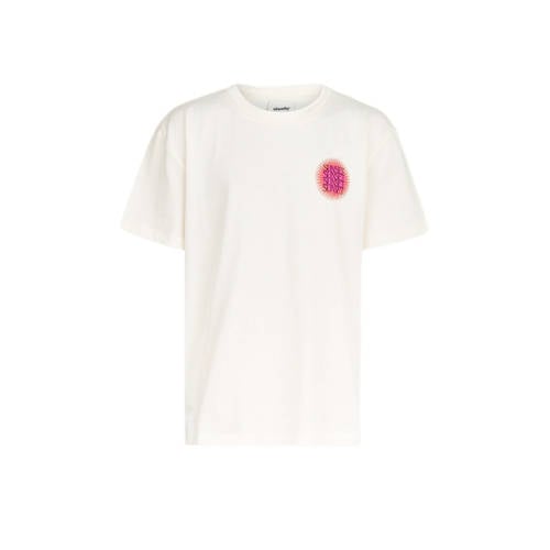 Shoeby T-shirt met printopdruk ecru Wit Meisjes Katoen Ronde hals Printopdruk