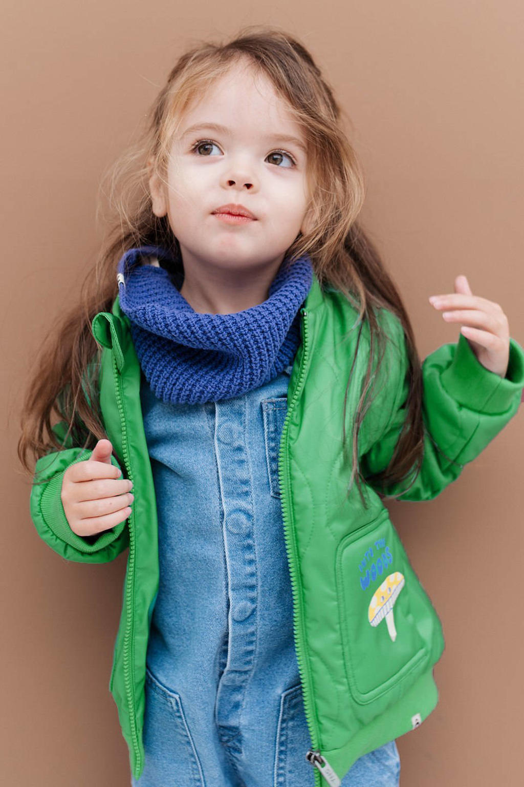 Groene jongens en meisjes The New Chapter tussenjas bodywarmer van polyester met printopdruk, lange mouwen, ronde hals en ritssluiting