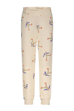 high waist skinny broek met all over print ecru