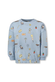 thumbnail: Blauwe jongens en meisjes The New Chapter sweater van katoen met lange mouwen, ronde hals en elastische boord