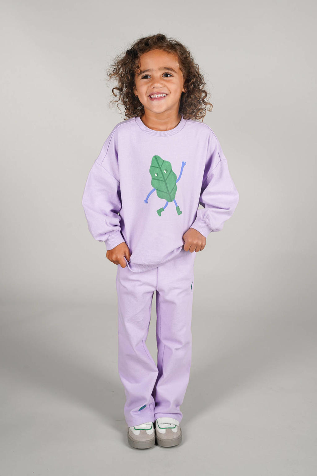 Paarse jongens en meisjes The New Chapter sweater met printopdruk, lange mouwen, ronde hals en geribde boorden