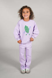 thumbnail: Paarse jongens en meisjes The New Chapter sweater met printopdruk, lange mouwen, ronde hals en geribde boorden