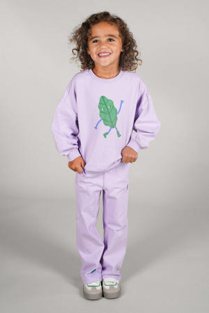 regular fit broek met printopdruk en borduursels lila