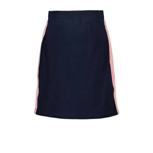 Tom Tailor rok met contrastbies en contrastbies donkerblauw/roze Meisjes Stretchkatoen - maat 164 afbeelding