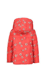 thumbnail: Oranje, wit en zwarte meisjes Tom Tailor baby gebloemde gewatteerde winterjas koraaloranje van polyester met lange mouwen, capuchon en ritssluiting