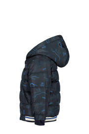 thumbnail: Donkerblauwe jongens Tom Tailor baby gewatteerde winterjas van polyester met lange mouwen, capuchon en ritssluiting