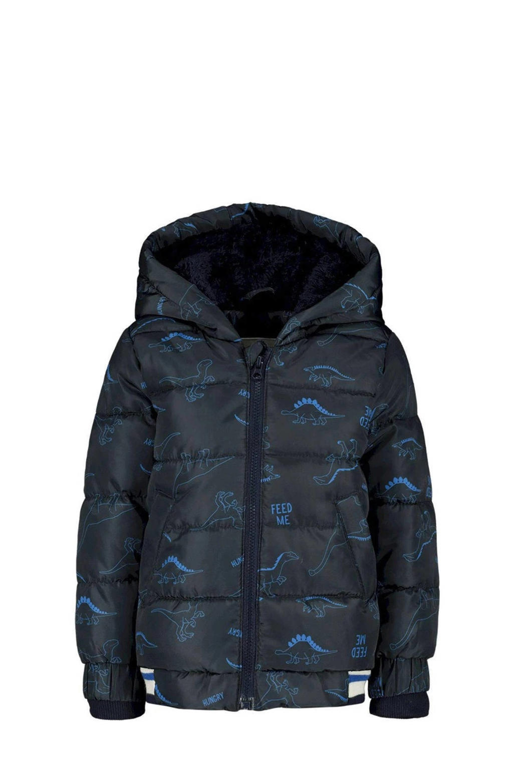 Donkerblauwe jongens Tom Tailor baby gewatteerde winterjas van polyester met lange mouwen, capuchon en ritssluiting