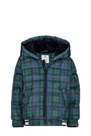 thumbnail: Donkerblauw en groene jongens Tom Tailor baby geruite gewatteerde winterjas van polyester met lange mouwen, capuchon en ritssluiting