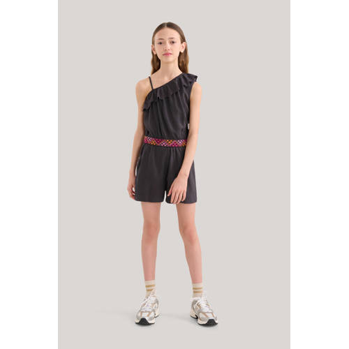 Shoeby short darkgrey Jumpsuit Meisjes Viscose One shoulder Effen 170 176