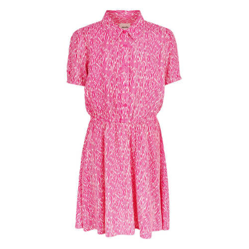 Shoeby jurk met all over print roze Meisjes Viscose Klassieke kraag All over print