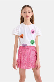 thumbnail: Roze meisjes Shoeby skort met all over print gemaakt van viscose en met elastische tailleband