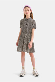 thumbnail: Zwarte meisjes Shoeby jurk van viscose met korte mouwen, button down sluiting en knoopsluiting