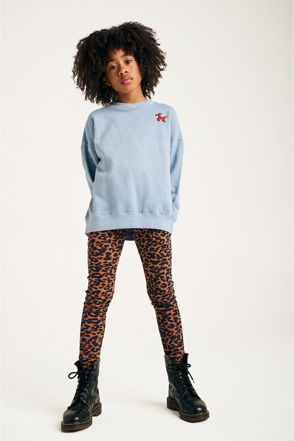 Blauwe meisjes Tumble 'n Dry sweater Morzine met lange mouwen en ronde hals