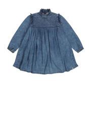 thumbnail: Medium blue denim meisjes Tumble 'n Dry jurk Termignon met lange mouwen, choker hals en knoopsluiting