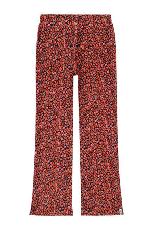 gebloemde flared broek Valloire donkerblauw/oranje/roze