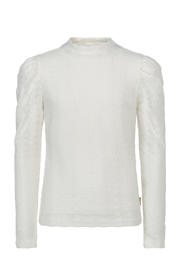 thumbnail: Witte meisjes AI&KO longsleeve van katoen met effen, lange mouwen en ronde hals