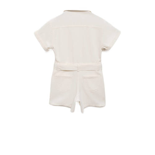 Mango Kids jumpsuit wit Meisjes Denim Klassieke kraag Effen 134