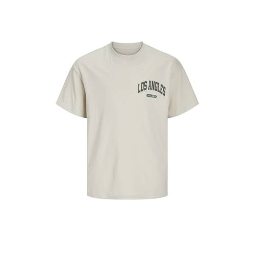 JACK & JONES JUNIOR T-shirt JJEBRADLEY met backprint beige Ecru Jongens Katoen Ronde hals