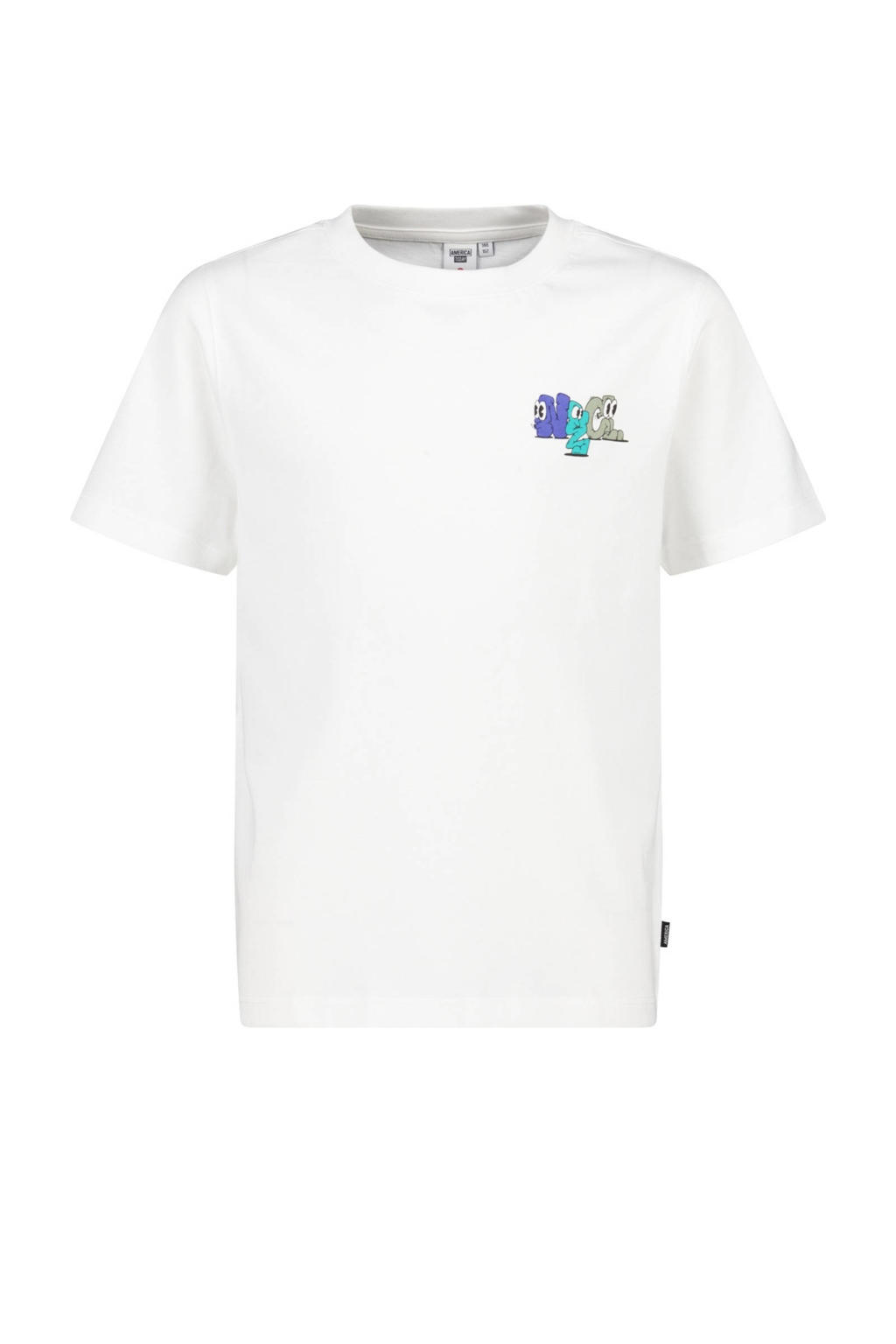 Witte jongens America Today T-shirt van katoen met backprint, korte mouwen en ronde hals