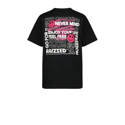 Raizzed T-shirt Safia met backprint zwart Meisjes Katoen Ronde hals Backprint 128