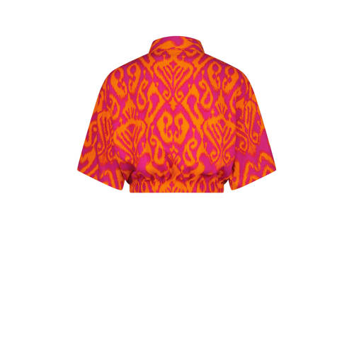 Raizzed blouse Mona met all over print fuchsia oranje Roze Viscose Klassieke kraag 152