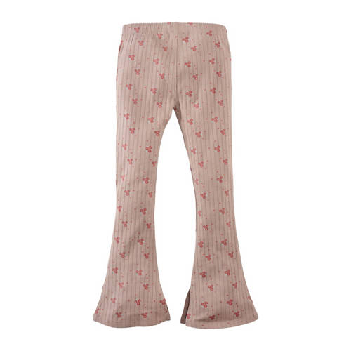 Z8 flared broek Linne met bloemenprint beige roze Meisjes Stretchkatoen 92