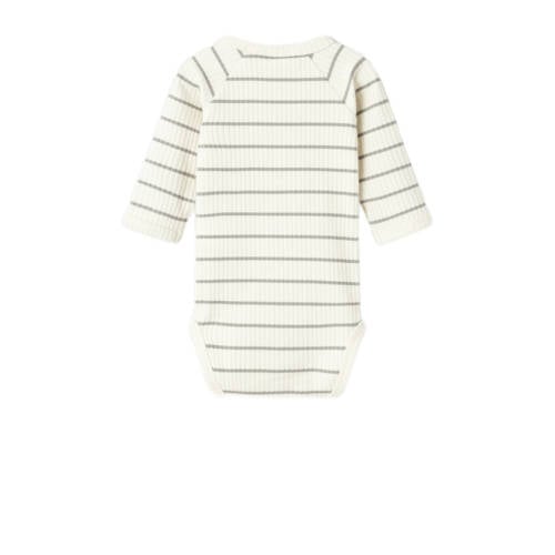 LIL' ATELIER BABY gestreepte romper NBMKAIL ecru grijs Jongens Katoen Ronde hals 68