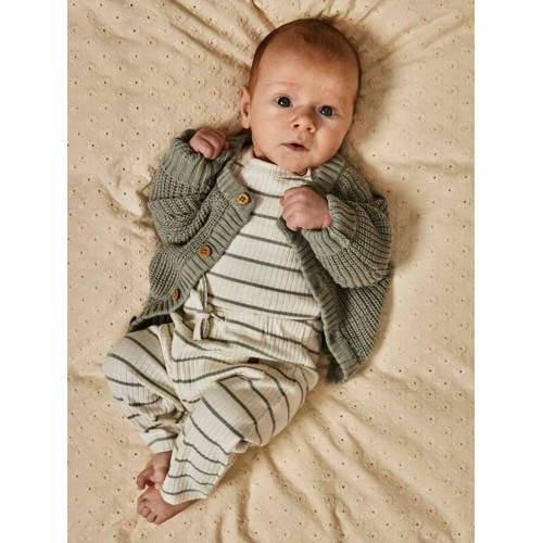 LIL' ATELIER BABY gestreepte romper NBMKAIL ecru grijs Jongens Katoen Ronde hals 68