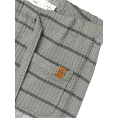 LIL' ATELIER BABY gestreepte broek NBMKAIL grijs Jongens Katoen Streep 62