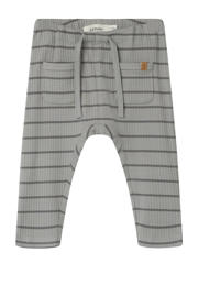 thumbnail: Grijze jongens LIL' ATELIER BABY baby gestreepte broek van katoen met elastische tailleband met koord