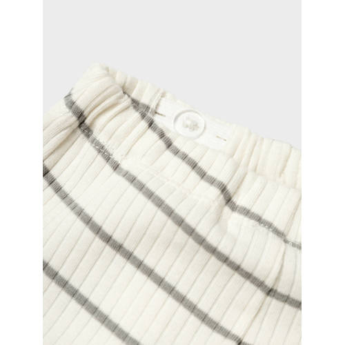 LIL' ATELIER BABY gestreepte broek NBMKAIL offwhite grijs Wit Jongens Katoen 68